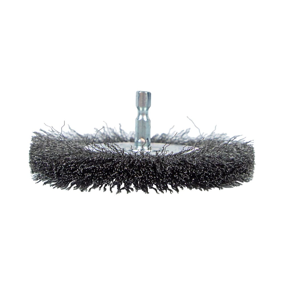 Wire Wheel, Crimped, 4 in x .008 in x 1/4 in Hex Shank